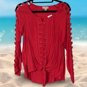 Live and Let Live Red Blouse Sz Medium NWT